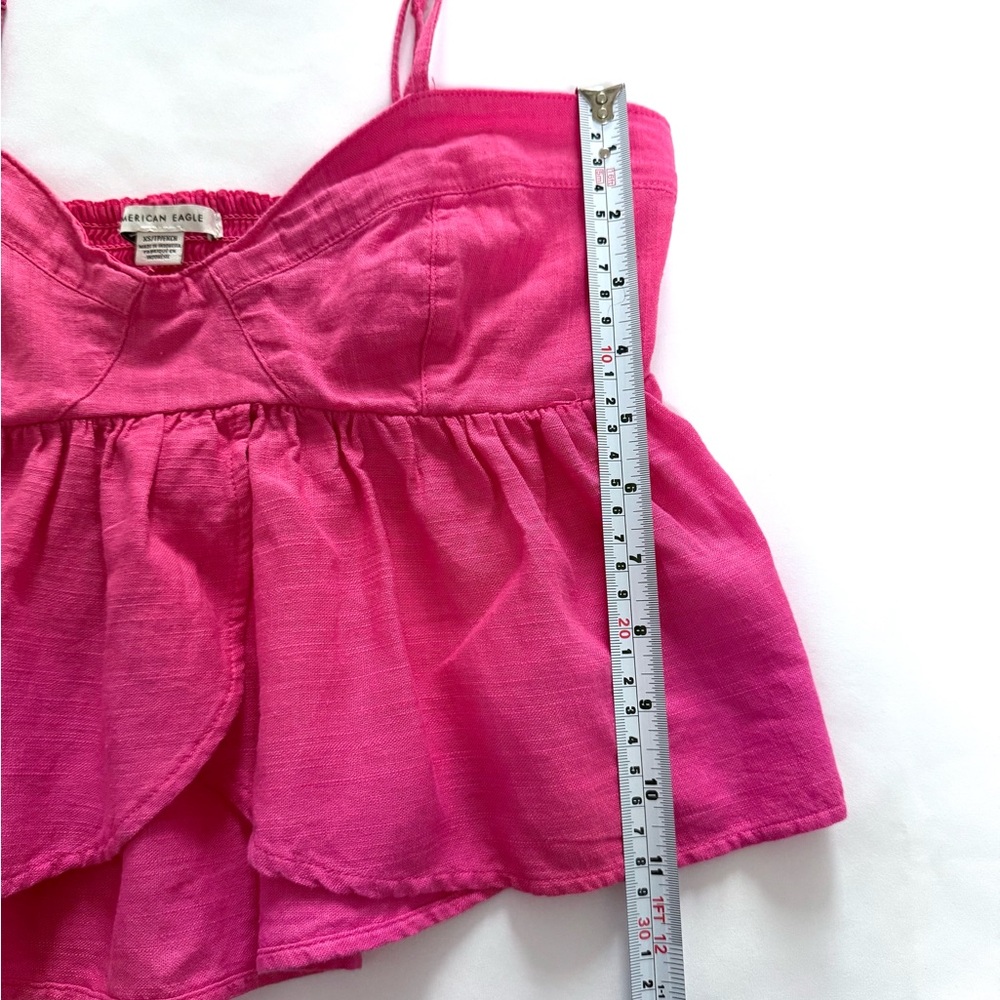 American Eagle Linen Blend Pink Peplum Babydoll Camisole Festival Tank Pink Boho - Picture 6 of 7